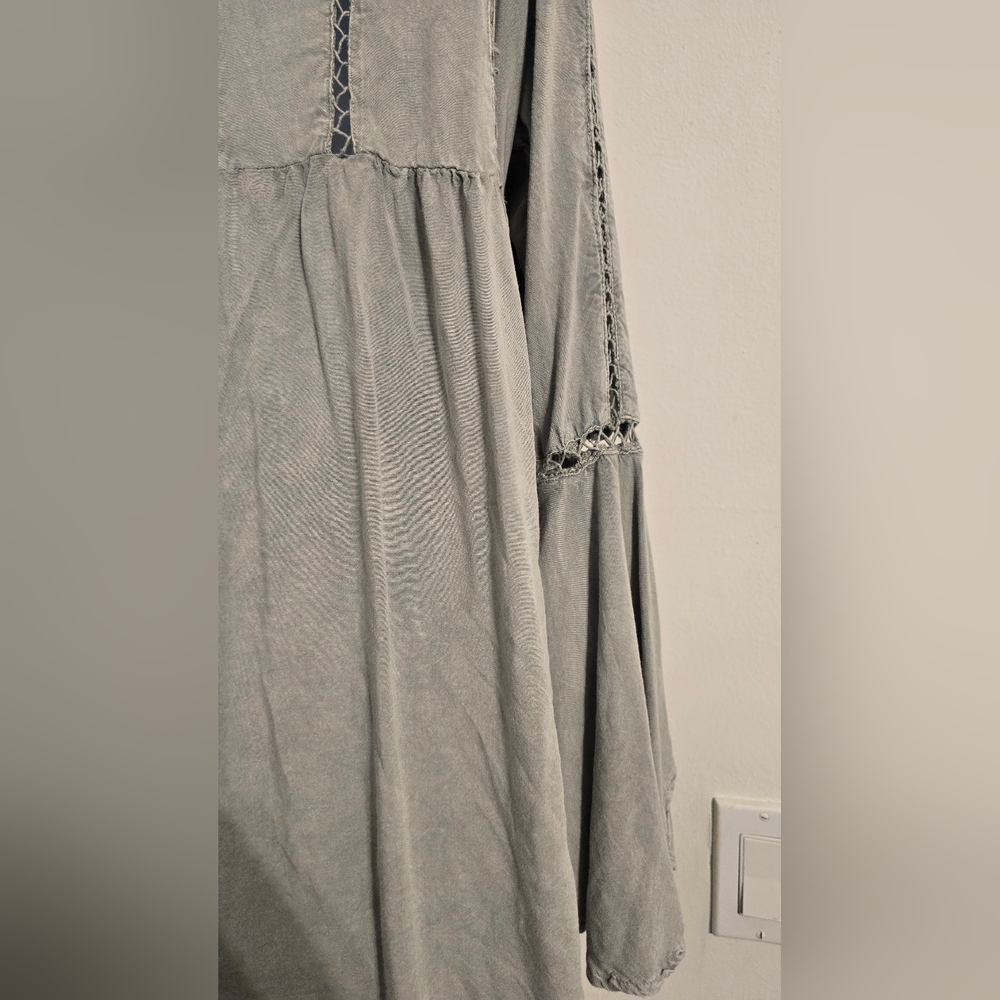 PrettyLittleThing Tunic Top Washed Gray Tie Front Frill Sleeve Beach Size 6 - Picture 8 of 10